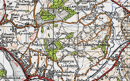 Old map of Bryn Pydew in 1947