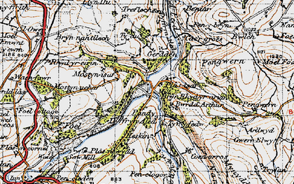 Old map of Bryn Aled in 1947