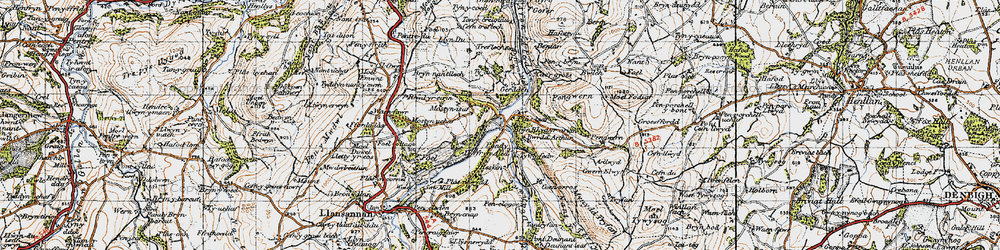 Old map of Bryn Rhyd-yr-Arian in 1947