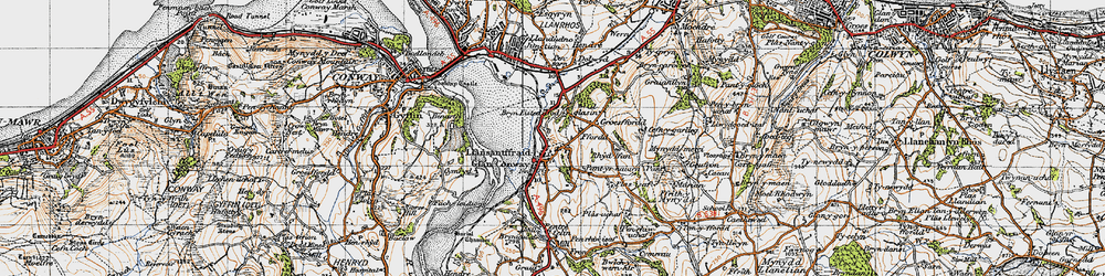 Old map of Bryn-rhys in 1947