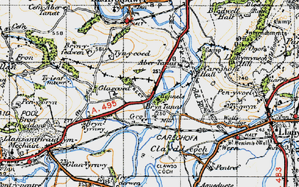 Old map of Bryn Tanat in 1947