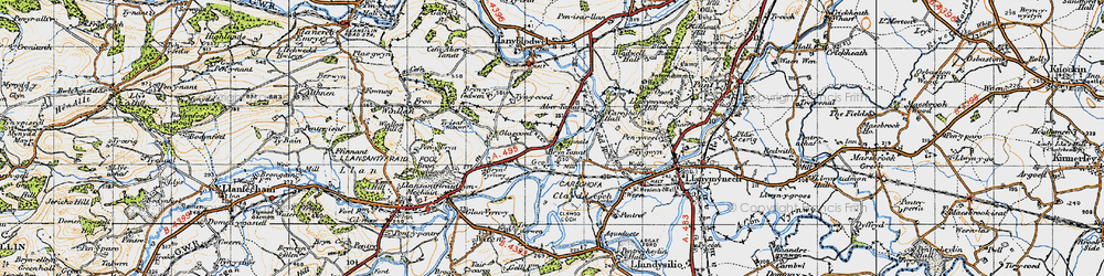 Old map of Bryn Tanat in 1947