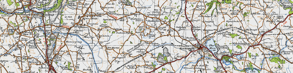 Old map of Bryn-y-cochin in 1947