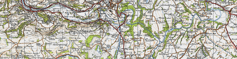 Old map of Bryn-yr-Eos in 1947