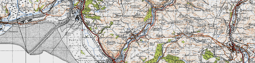 Old map of Brynbryddan in 1947