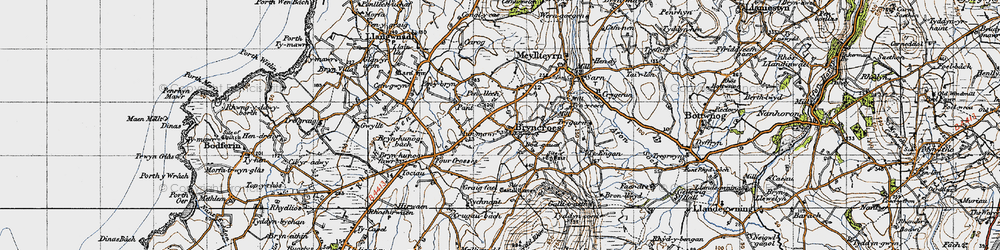 Old map of Bodgaeaf in 1947