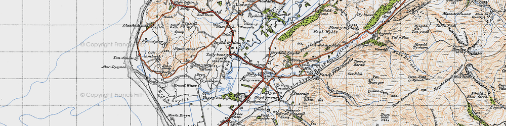 Old map of Afon Dysynni in 1947