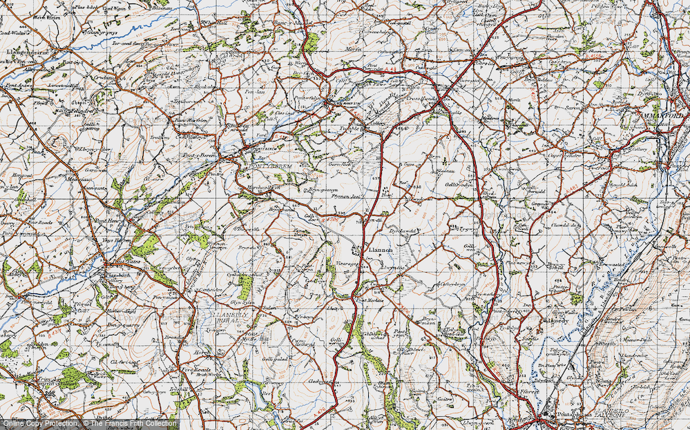 Old Map of Bryndu, 1947 in 1947