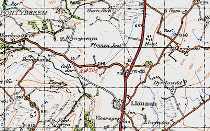Old map of Bryn-gwenyn in 1947
