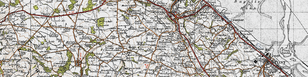 Old map of Brynford in 1947