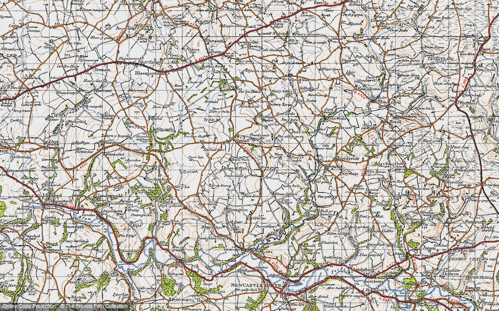 Old Map of Historic Map covering Bronwion in 1947