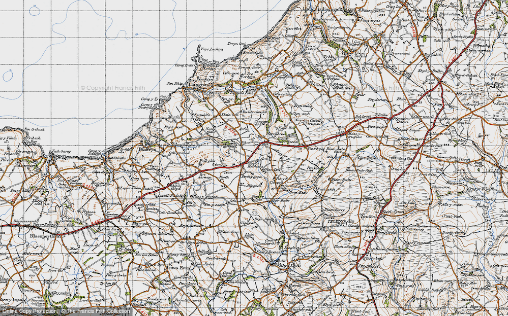 Old Map of Historic Map covering Arfor Fawr in 1947