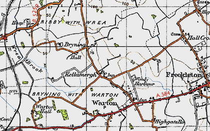 Old map of Bryning in 1947