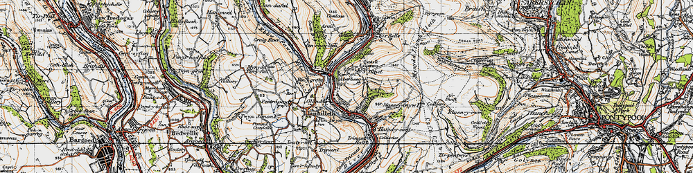 Old map of Brynithel in 1947