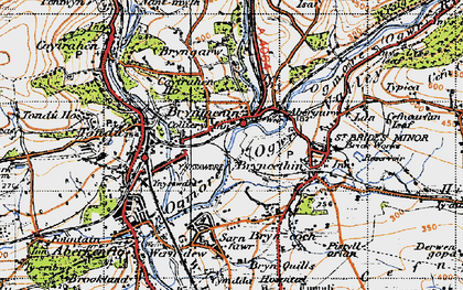 Old map of Brynmenyn in 1947