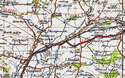 Old map of Brynnau Gwynion in 1947