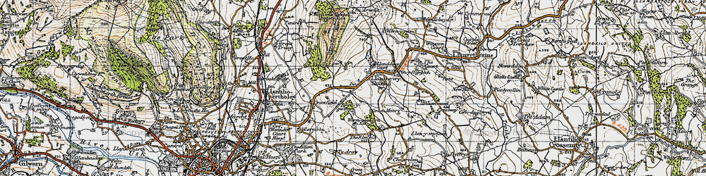 Old map of Ysgyryd Fawr in 1947