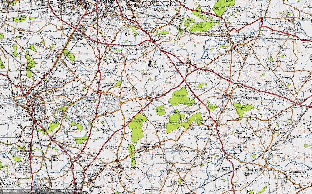 Old Map of Historic Map covering Bubbenhall Br in 1946
