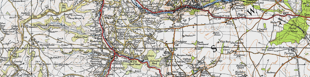 Old map of Bubblewell in 1946