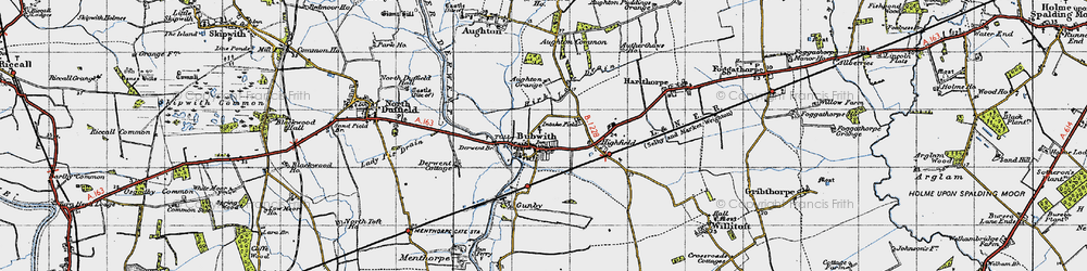 Old map of Birk Lane Drain in 1947