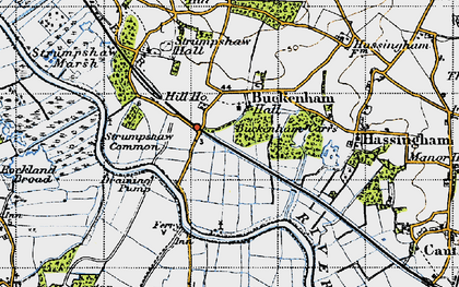 Old map of Buckenham Carrs in 1946
