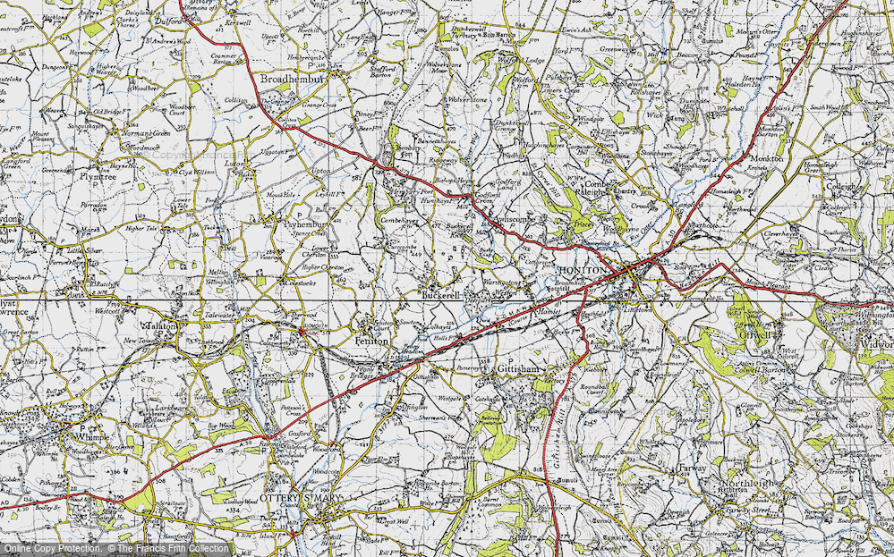 Old Map of Historic Map covering Buckerell Knap in 1946
