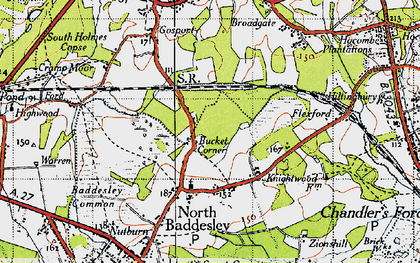 Old map of Bucket Corner in 1945