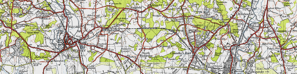 Old map of Bucket Corner in 1945
