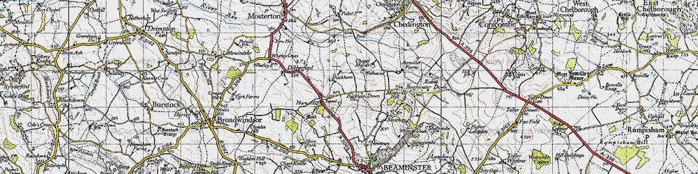 Old map of Buckham Mills in 1945