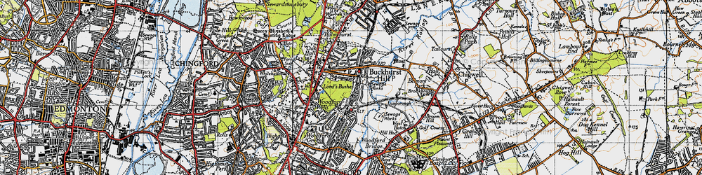 Old map of Buckhurst Hill in 1946