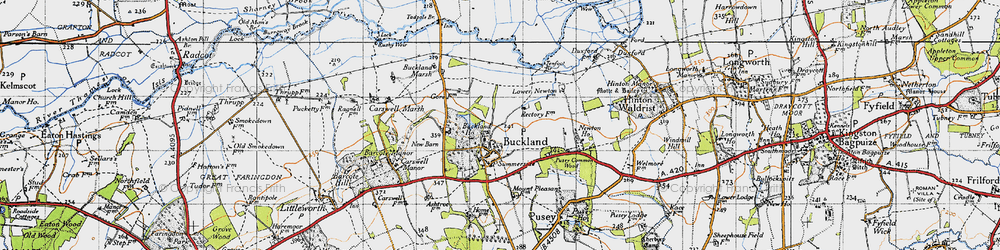 Old map of Buckland in 1947