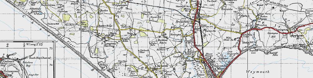 Old map of Buckland Ripers in 1946