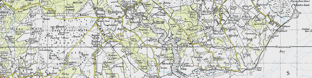 Old map of Bucklers Hard in 1945