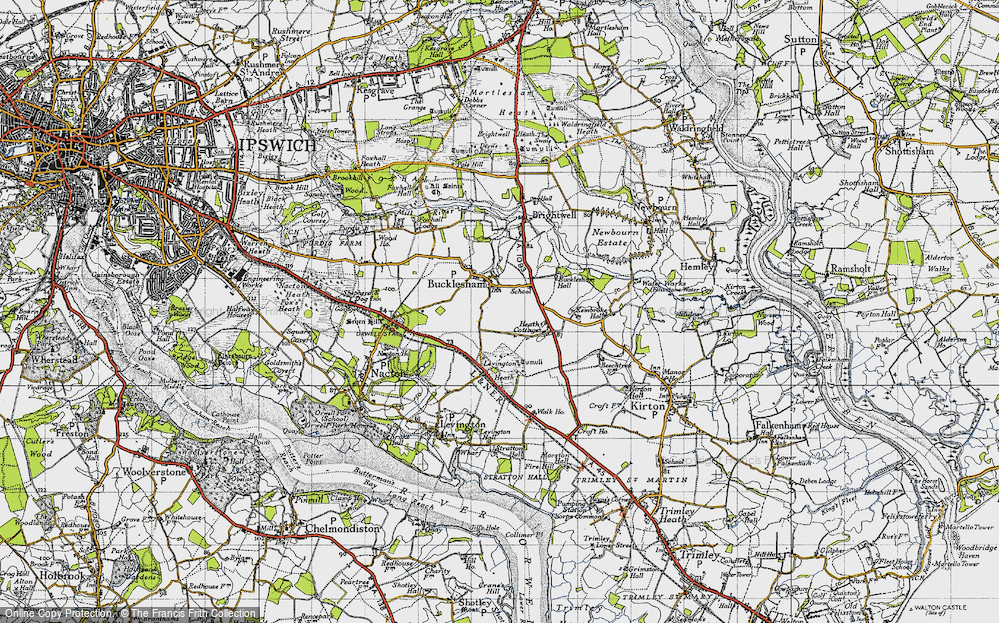 Old Map of Historic Map covering Levington Heath in 1946