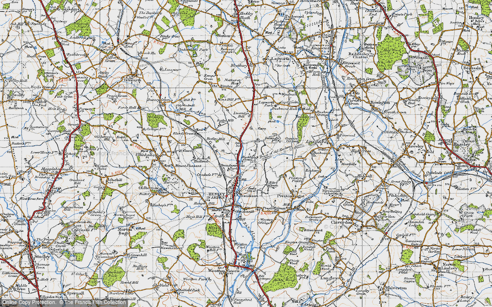 Old Map of Historic Map covering Botley Hill in 1947