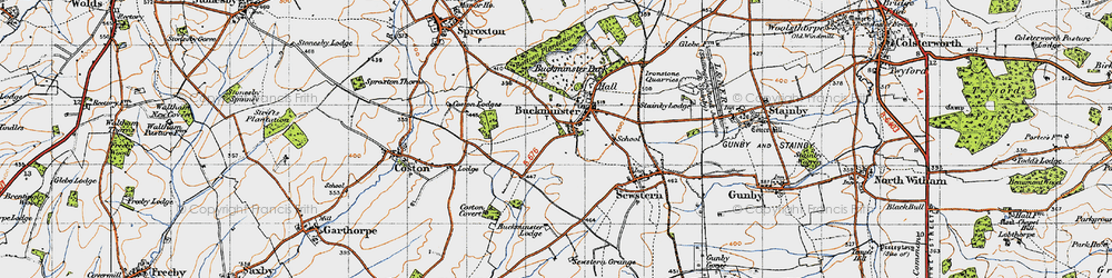 Old map of Buckminster in 1946