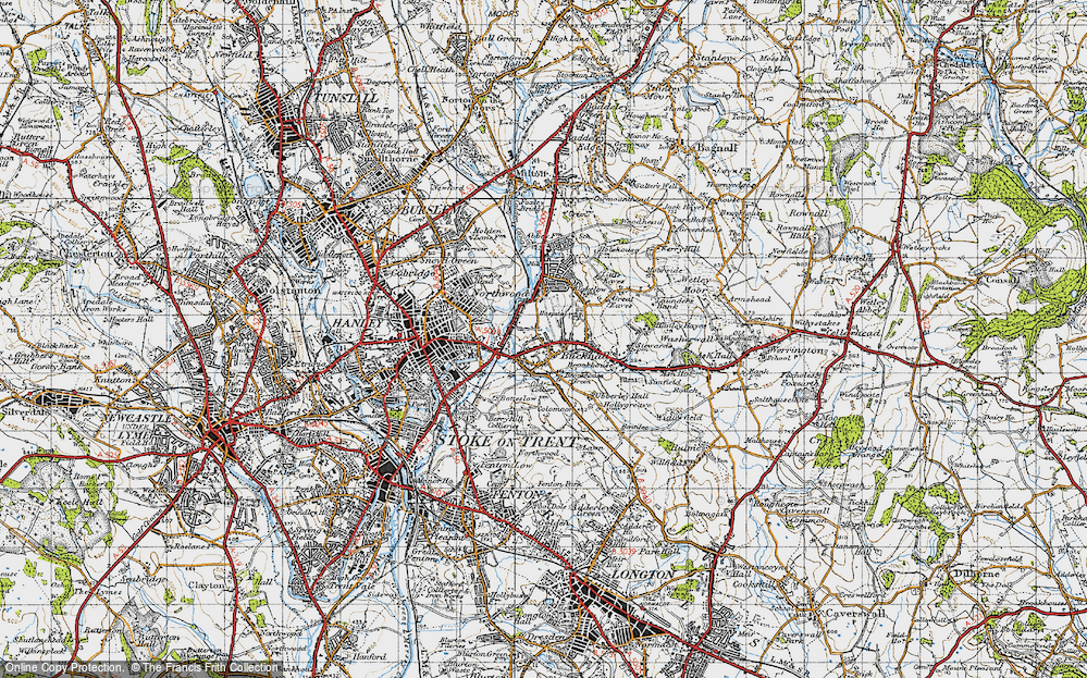 Old Map of Bucknall, 1946 in 1946