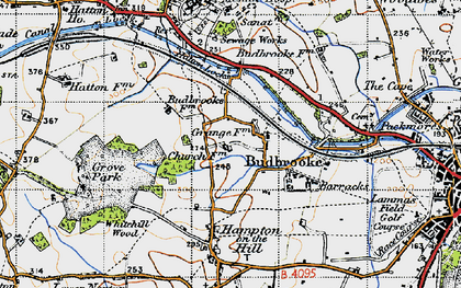 Old map of Budbrooke Village in 1947