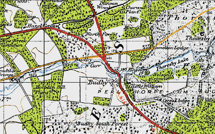 Old map of Budby Castle in 1947