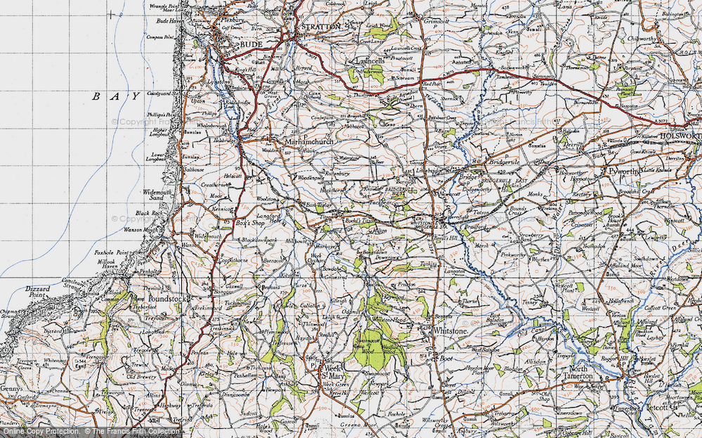 Old Map of Historic Map covering Langford Barton in 1946