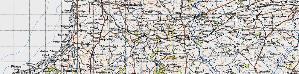 Old map of Budd's Titson in 1946