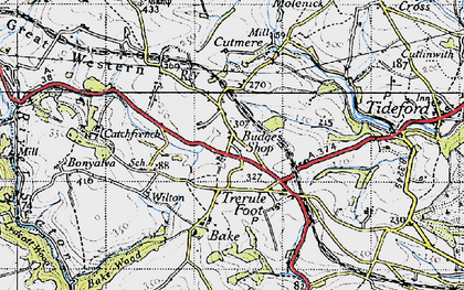 Old map of Budge's Shop in 1946