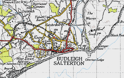 Old map of Budleigh Salterton in 1946