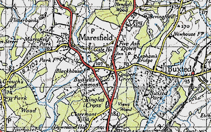 Old map of Budlett's Common in 1940