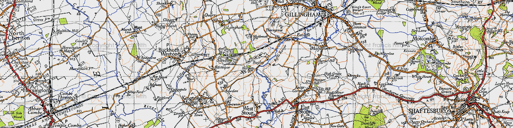 Old map of Bugley in 1945