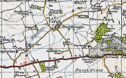 Old map of Bugthorpe Beck in 1947