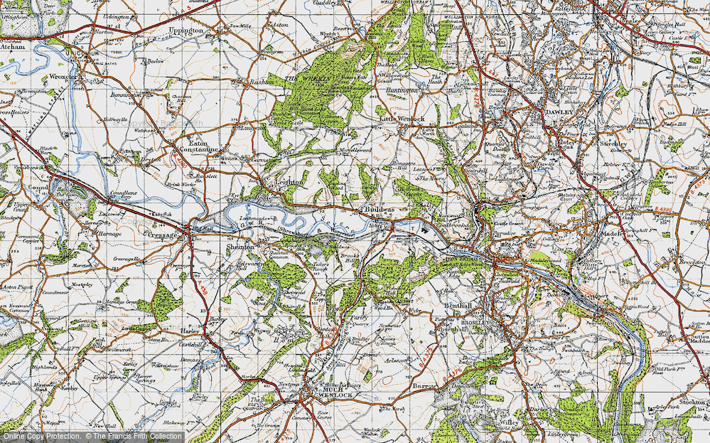 Old Map of Historic Map covering Brook's Hill in 1947