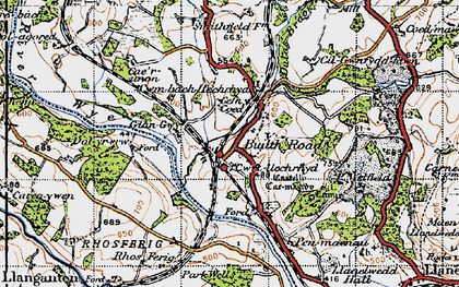 Old map of Builth Road in 1947