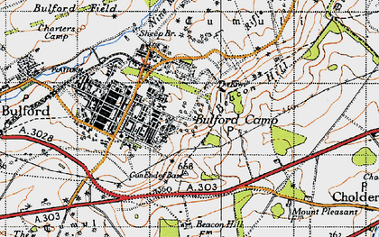 Old map of Bulford Camp in 1940