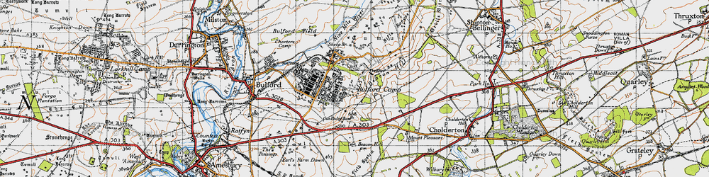 Old map of Bulford Camp in 1940